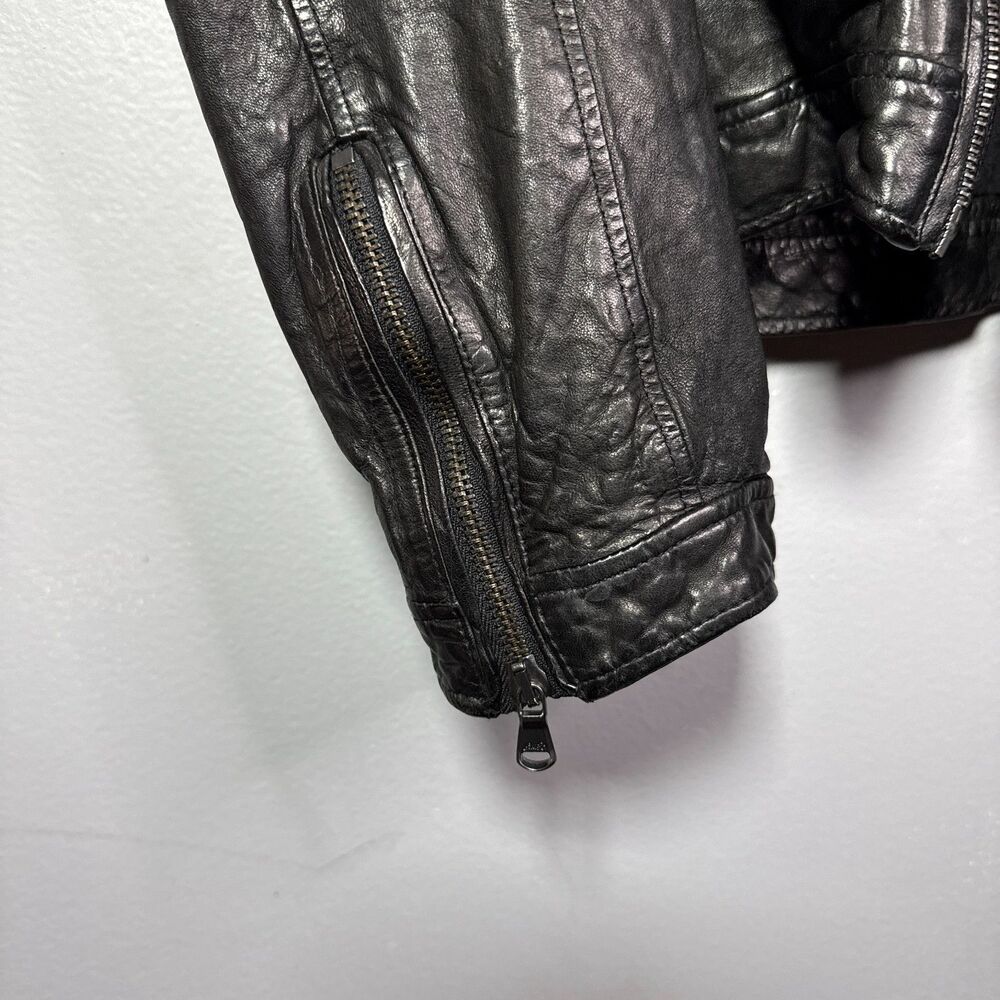 TIME Postmodern Genuine Lambskin Leather Jacket Mens L Black Moto Korean - Picture 6 of 15